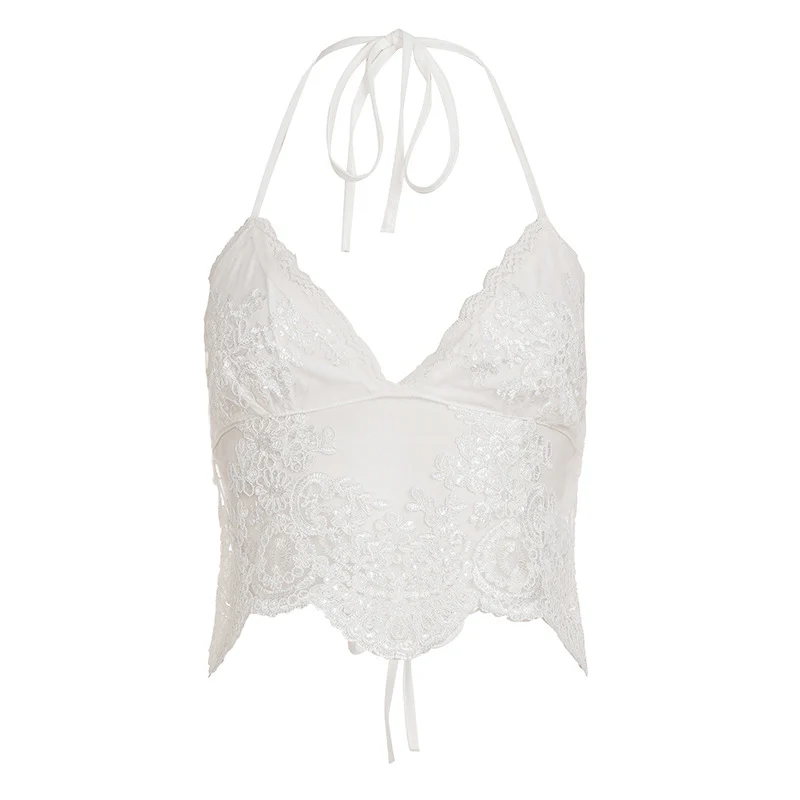 Damen Spitzen-Oberteil mit Rüschendetails und verstellbaren Spaghettiträgern Heidi-Mode - Image 8