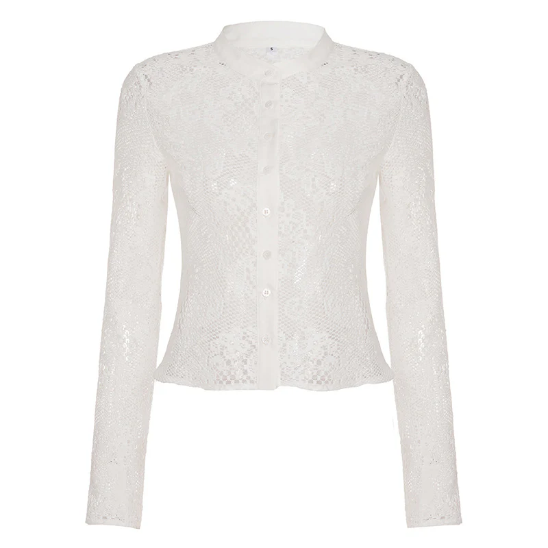 Damen Spitzenbluse mit transparenten Akzenten und eleganter Knopfverschluss Heidi-Mode - Image 6