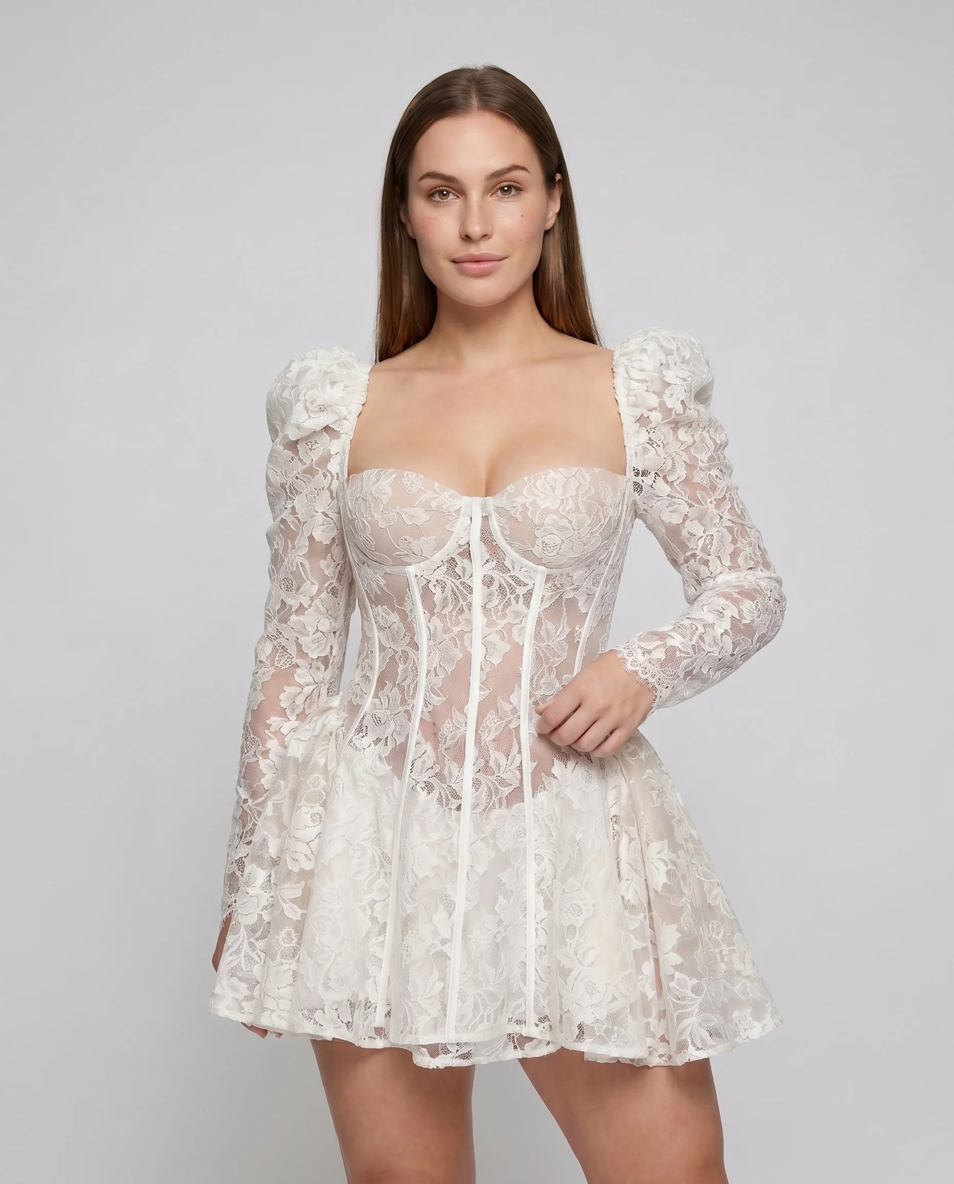 Damen Spitzenkleid mit elegantem Bustier und voluminösen Ärmeln R&B - Image 2