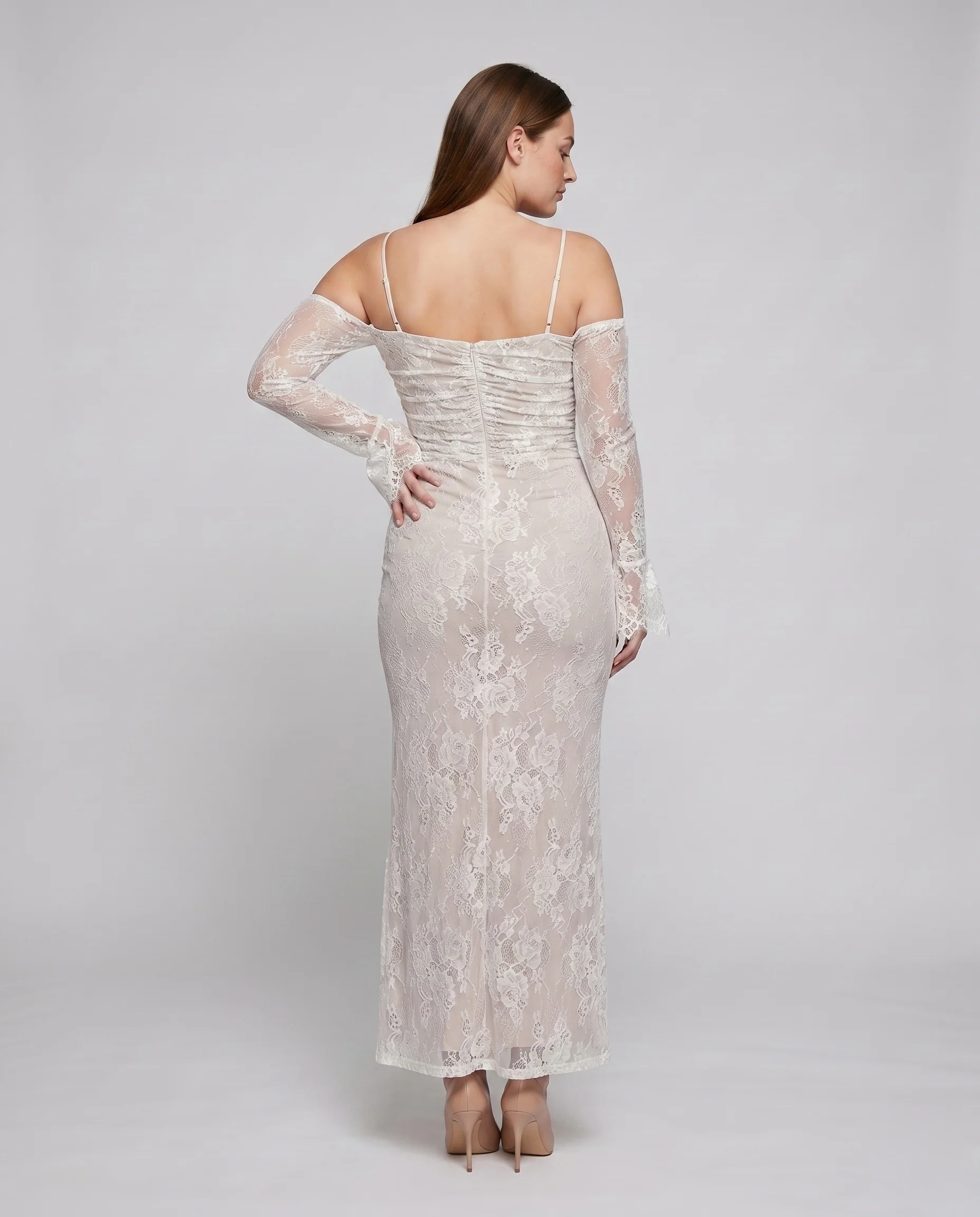 Damen Spitzenkleid mit elegantem Rüschendesign und transparenten Ärmeln R&B - Image 4