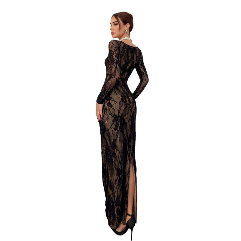 Damen Spitzenkleid mit langem Arm und luxuriösen Details R&B - Image 4