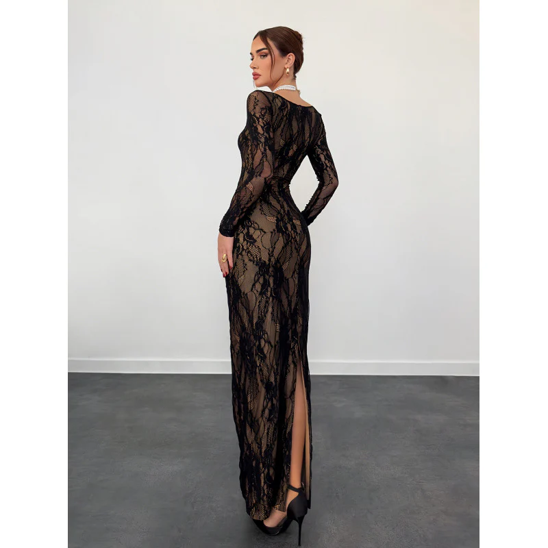 Damen Spitzenkleid mit transparentem Design und eleganten Details R&B - Image 2