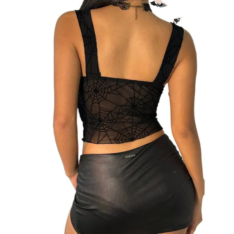 Damen Spitzenoberteil mit grafischem Spinnennetz Design R&B - Image 5