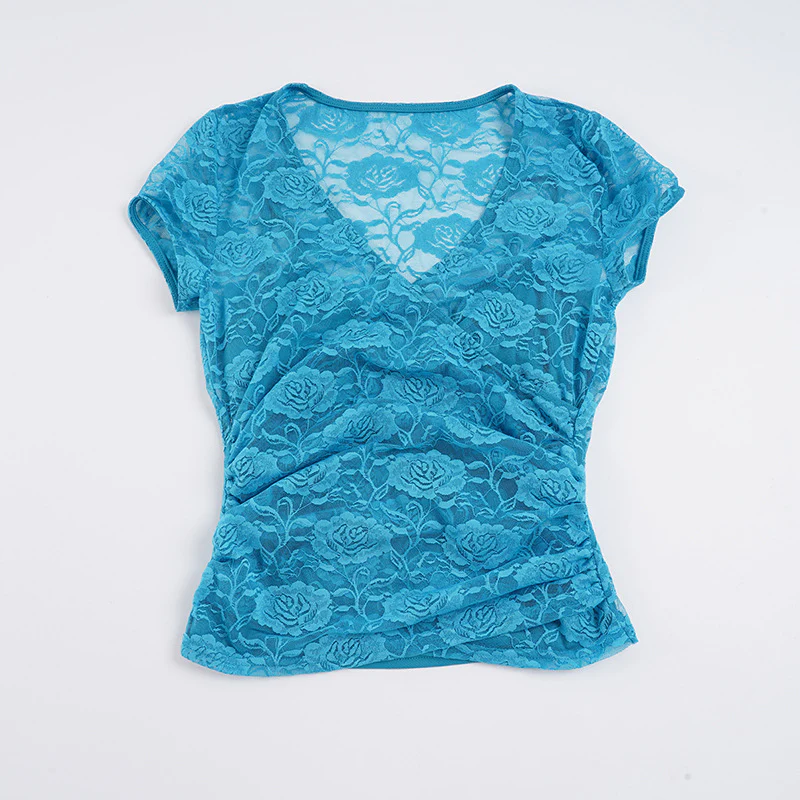 Damen Spitzentop mit floralem Muster und V-Ausschnitt Heidi-Mode - Image 7