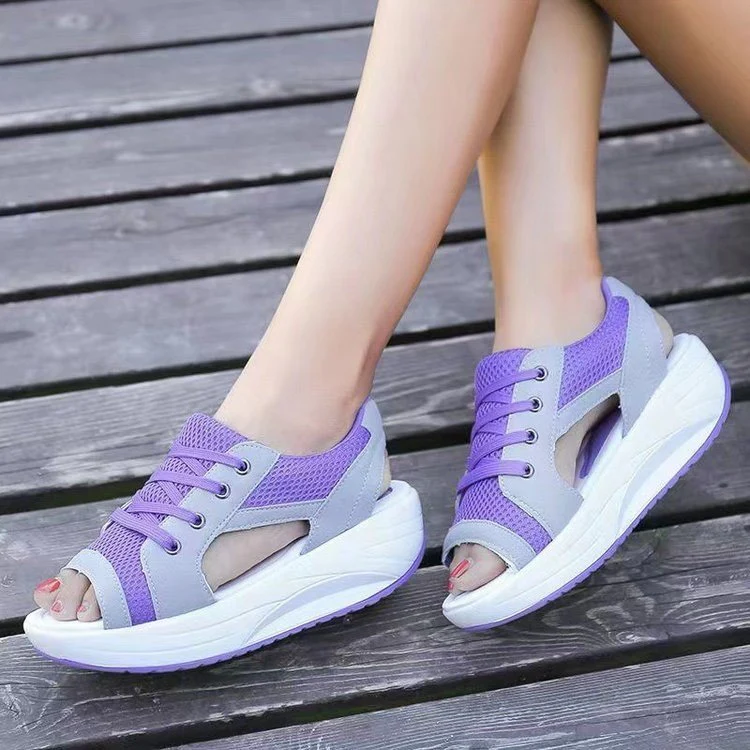 Damen sportlich gestaltete Sneaker-Sandalen mit offener Zehenpartie und atmungsaktiver Mesh-Oberfläche R&B - Image 3