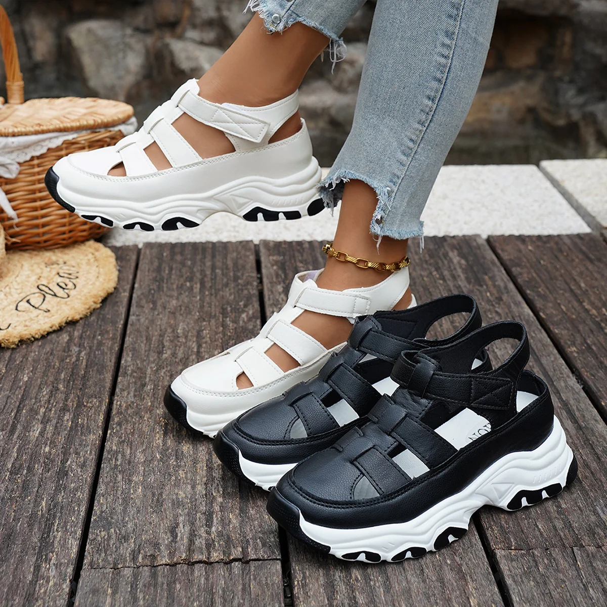 Damen Sportliche Sandalensneaker mit verstellbaren Riemen und rutschfester Sohle Heidi-Mode - Image 4