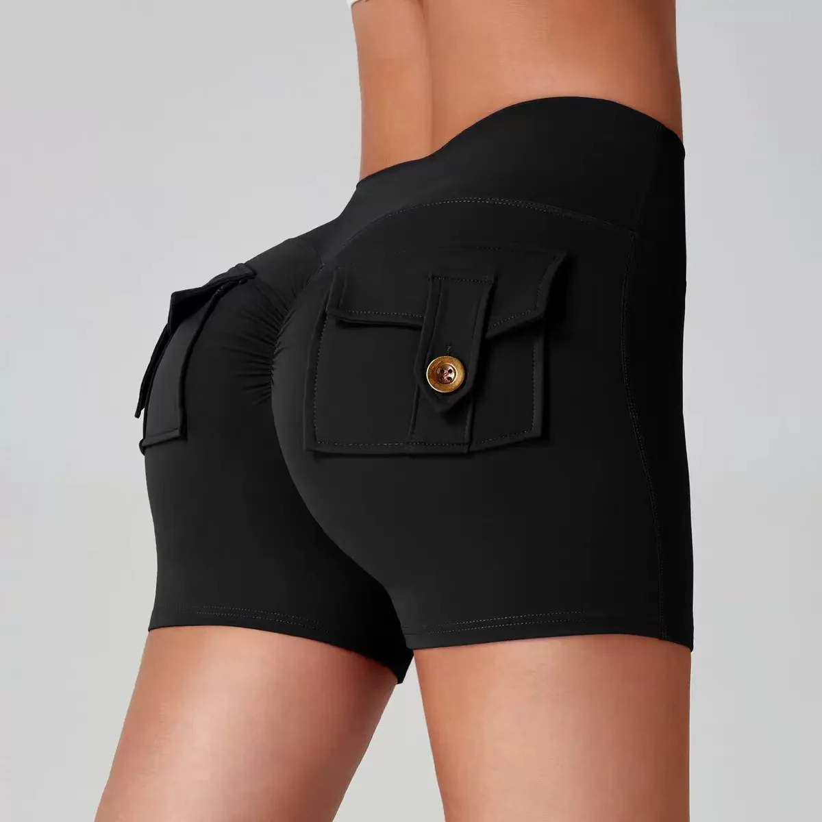 Damen Sportliche Shorts mit dekorativen Taschen und elastischem Bund R&B - Image 3
