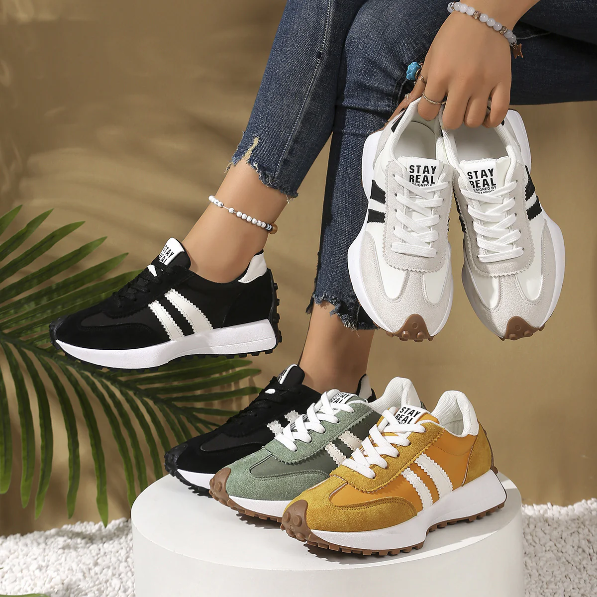 Damen sportliche Sneaker im Retro-Design mit atmungsaktiven Materialien R&B - Image 4