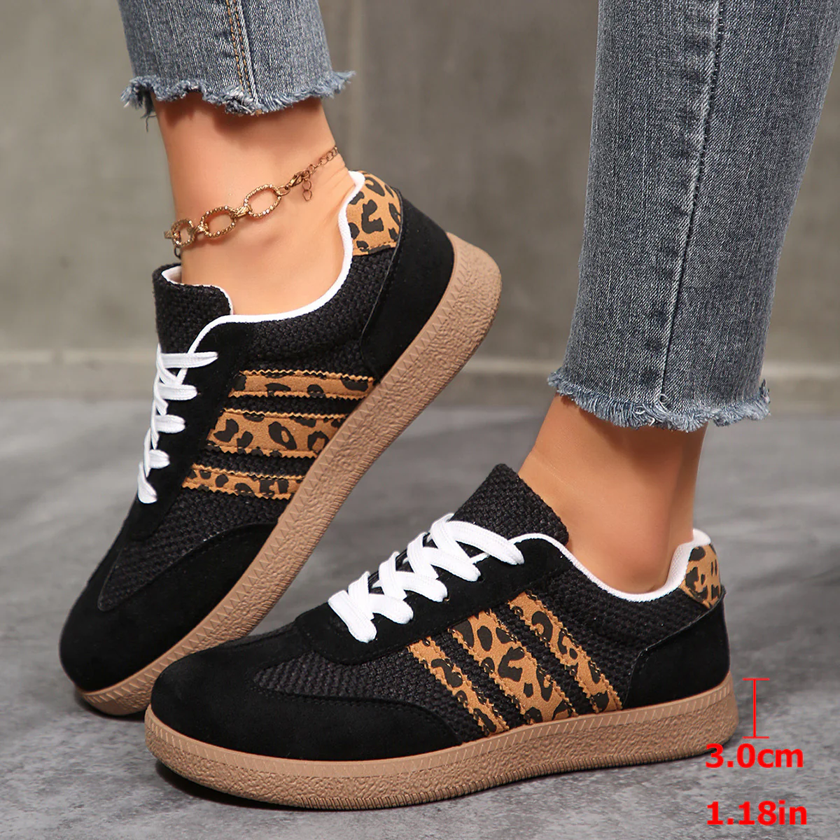 Damen Sportliche Sneaker mit animalischem Muster und rutschfester Sohle R&B - Image 4