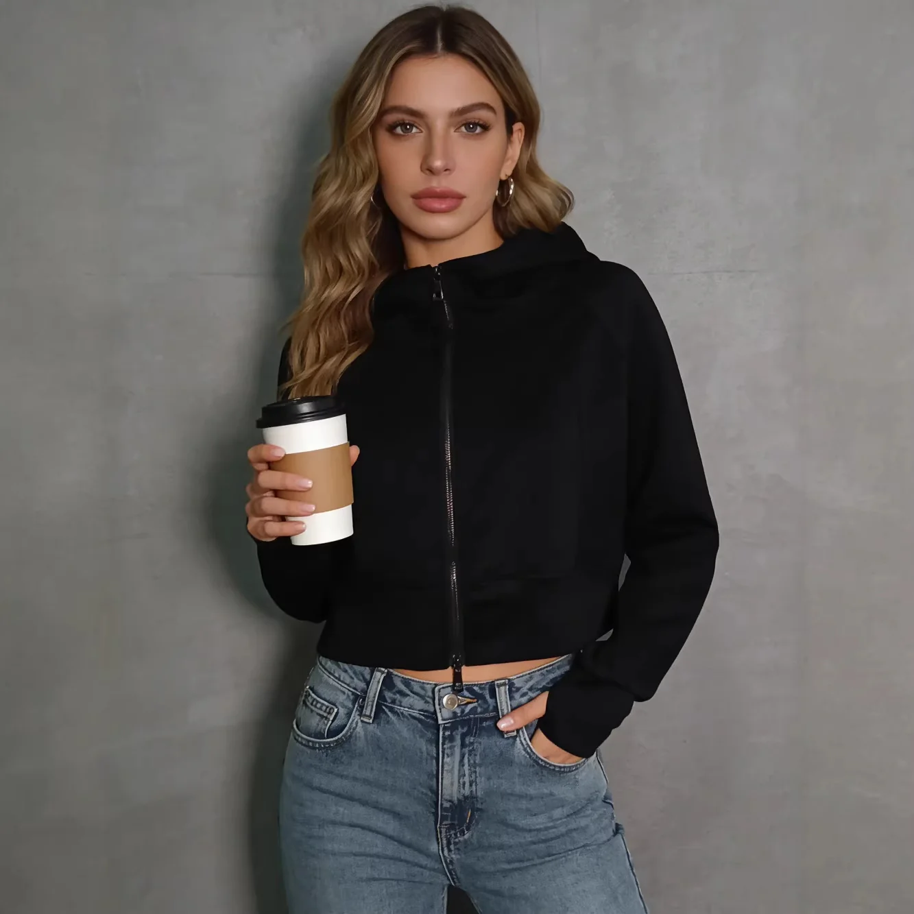 Damen sportliche und modische Jacke mit Kapuze R&B - Image 3