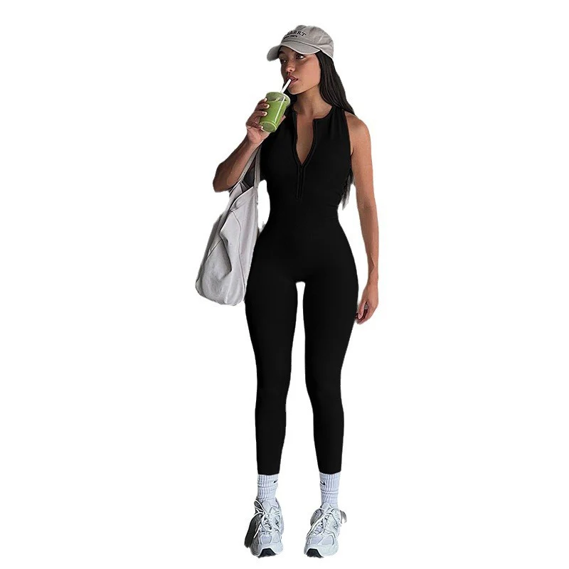 Damen Sportlicher Einteiler mit durchgehendem Reißverschluss und figurbetontem Schnitt Heidi-Mode - Image 5