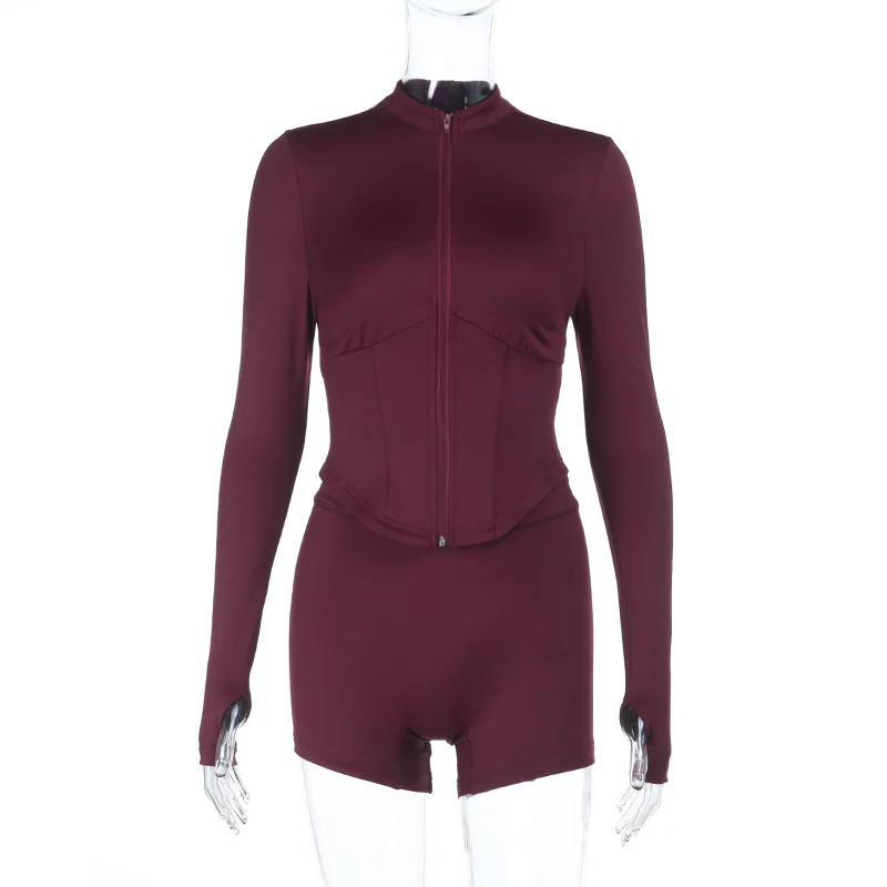 Damen Sportlicher Einteiler mit langärmligem Oberteil und Hochkragen R&B - Image 5