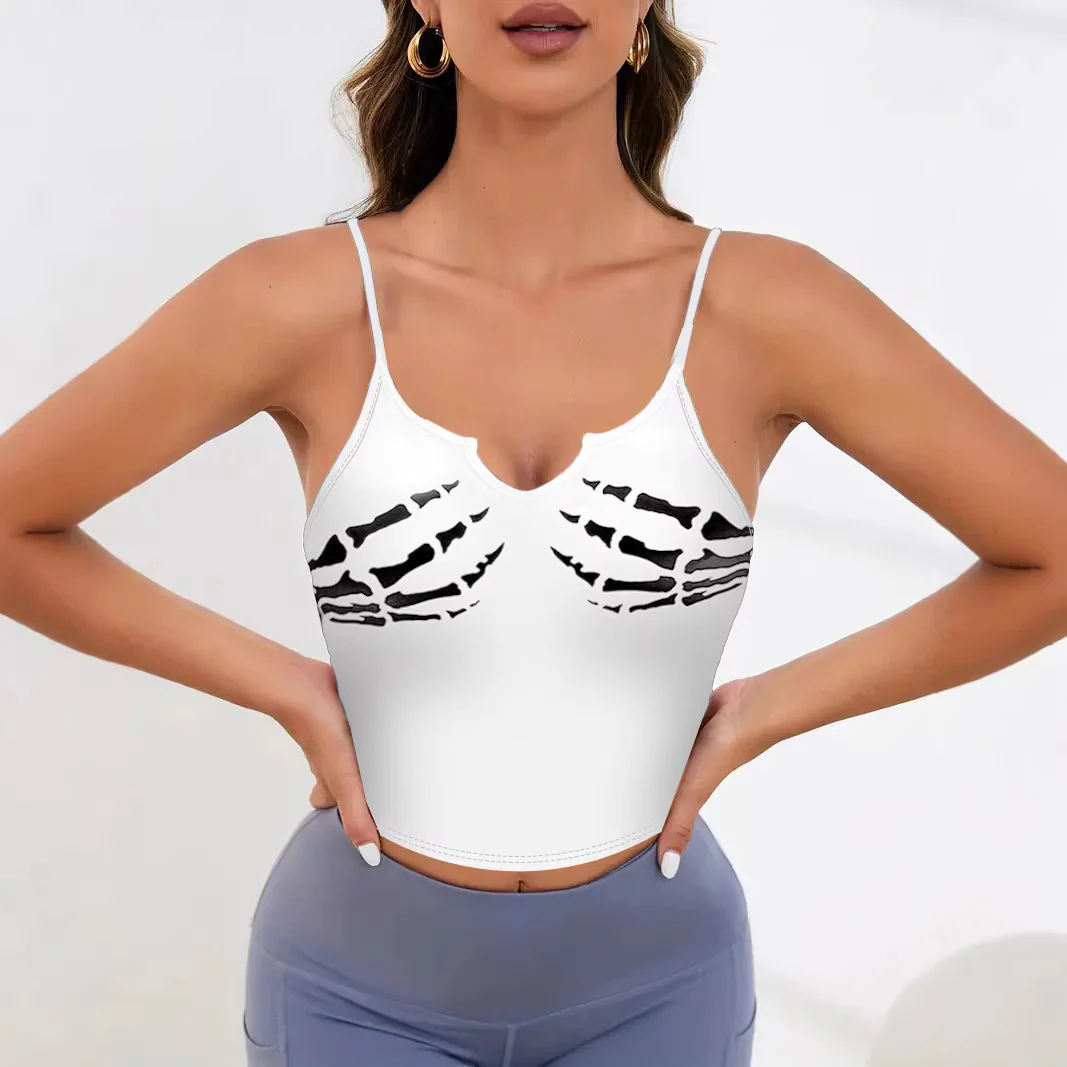 Damen Sportliches Crop-Top mit kreativem Skelett-Design R&B - Image 2