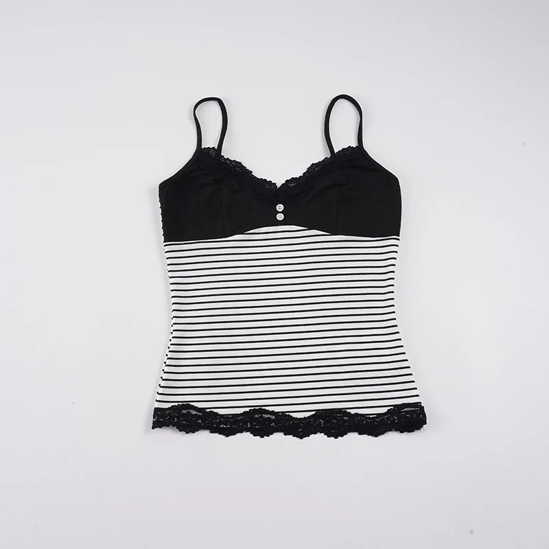 Damen Sportliches Oberteil mit Spitzenakzenten und Streifenmuster Heidi-Mode - Image 6