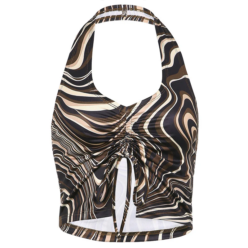 Damen sportliches Oberteil mit verspieltem Knoten und modernem Muster R&B - Image 5