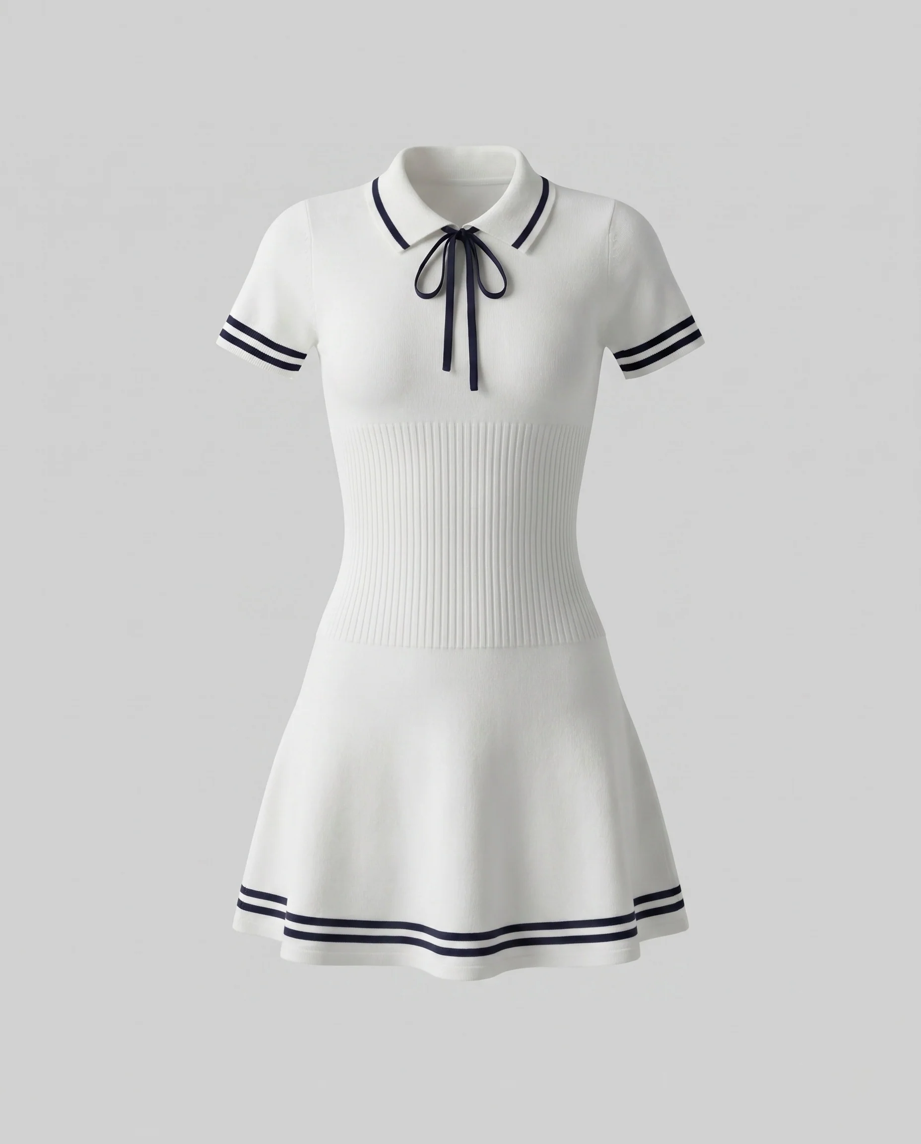 Damen sportliches Polo-Kleid mit schickem Kragen und Streifen von R&B - Image 5
