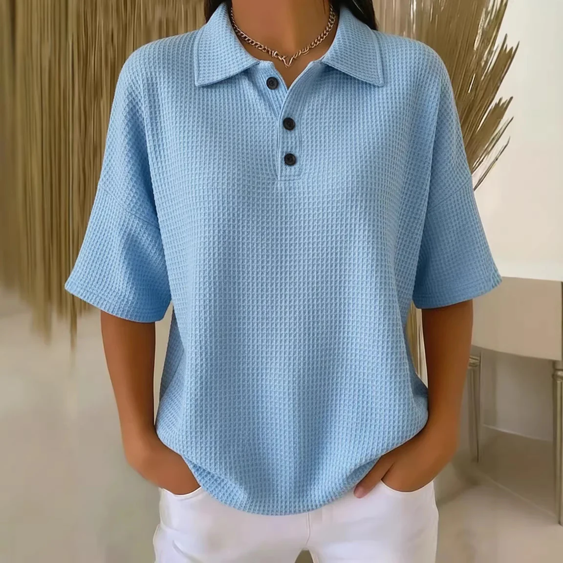Damen sportliches Poloshirt aus Waffelpiqué R&B - Image 7