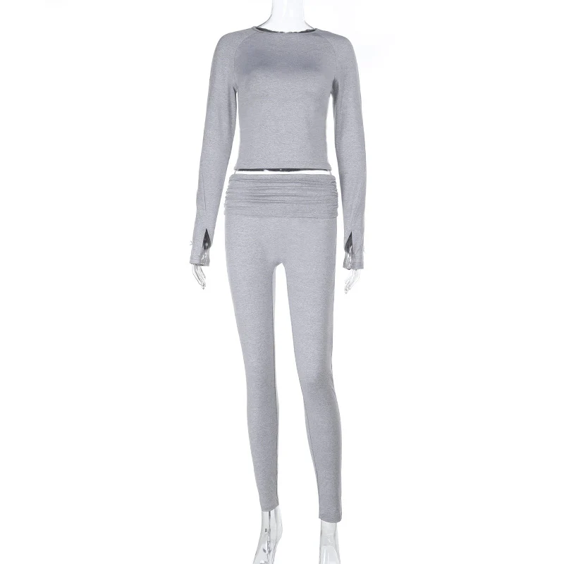 Damen Sportliches Set aus langärmligem Oberteil und Leggings R&B - Image 6