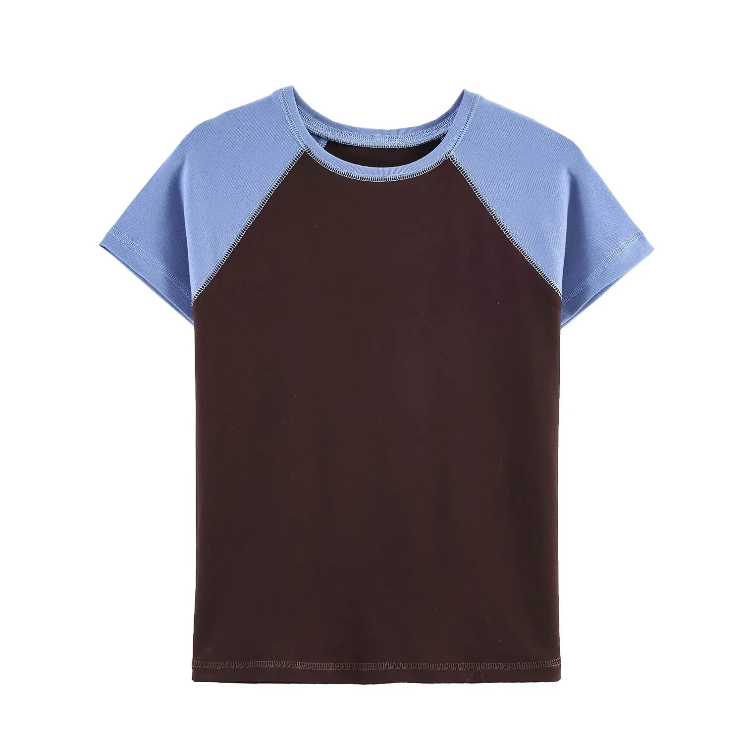 Damen Sportliches T-Shirt mit Kontrastärmeln und lässigem Schnitt R&B