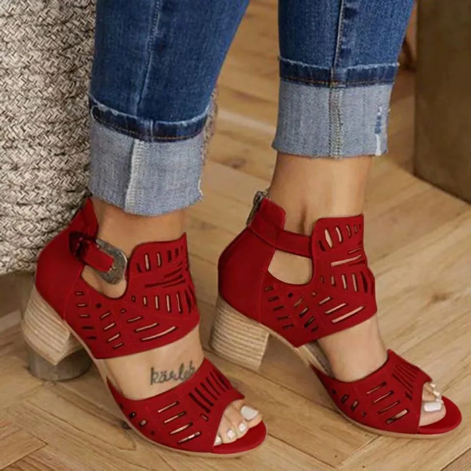 Damen Stiefeletten mit Cut-Out-Design und Blockabsatz R&B - Image 10