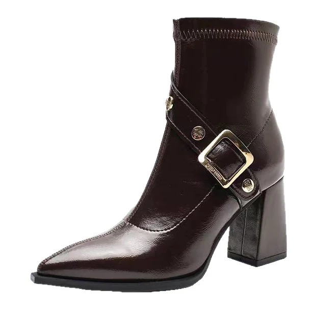 Damen Stiefeletten mit elegantem Blockabsatz und modischer Schnallenverzierung R&B - Image 5