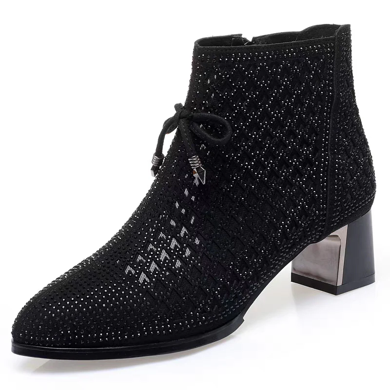 Damen Stiefeletten mit funkelndem Strass und elegantem Blockabsatz R&B - Image 5