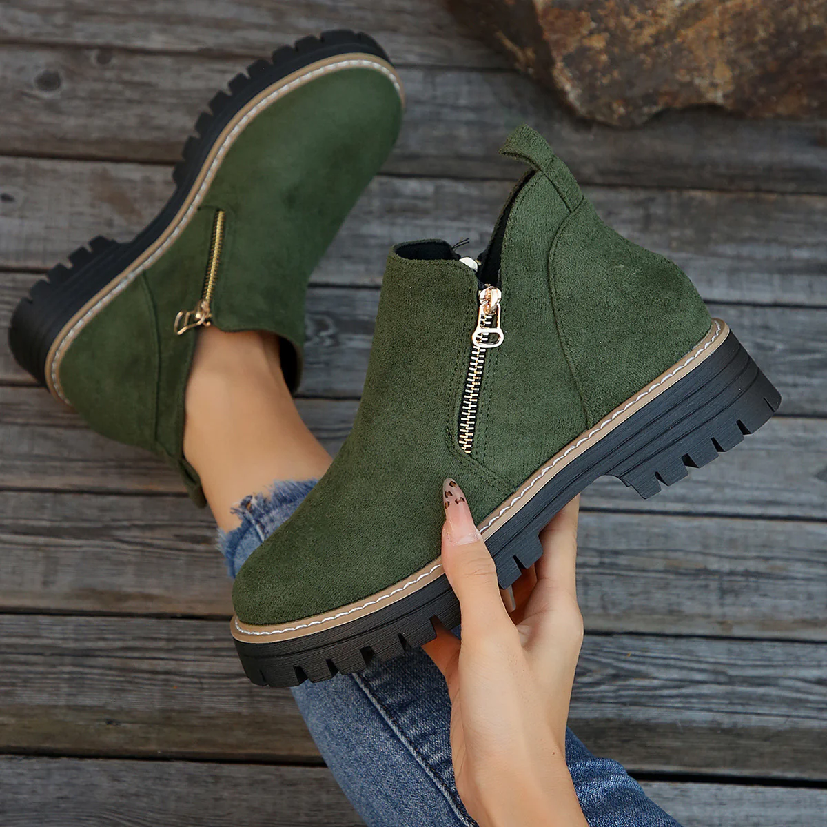 Damen Stiefeletten mit praktischem Reißverschluss und rutschfester Sohle R&B - Image 10
