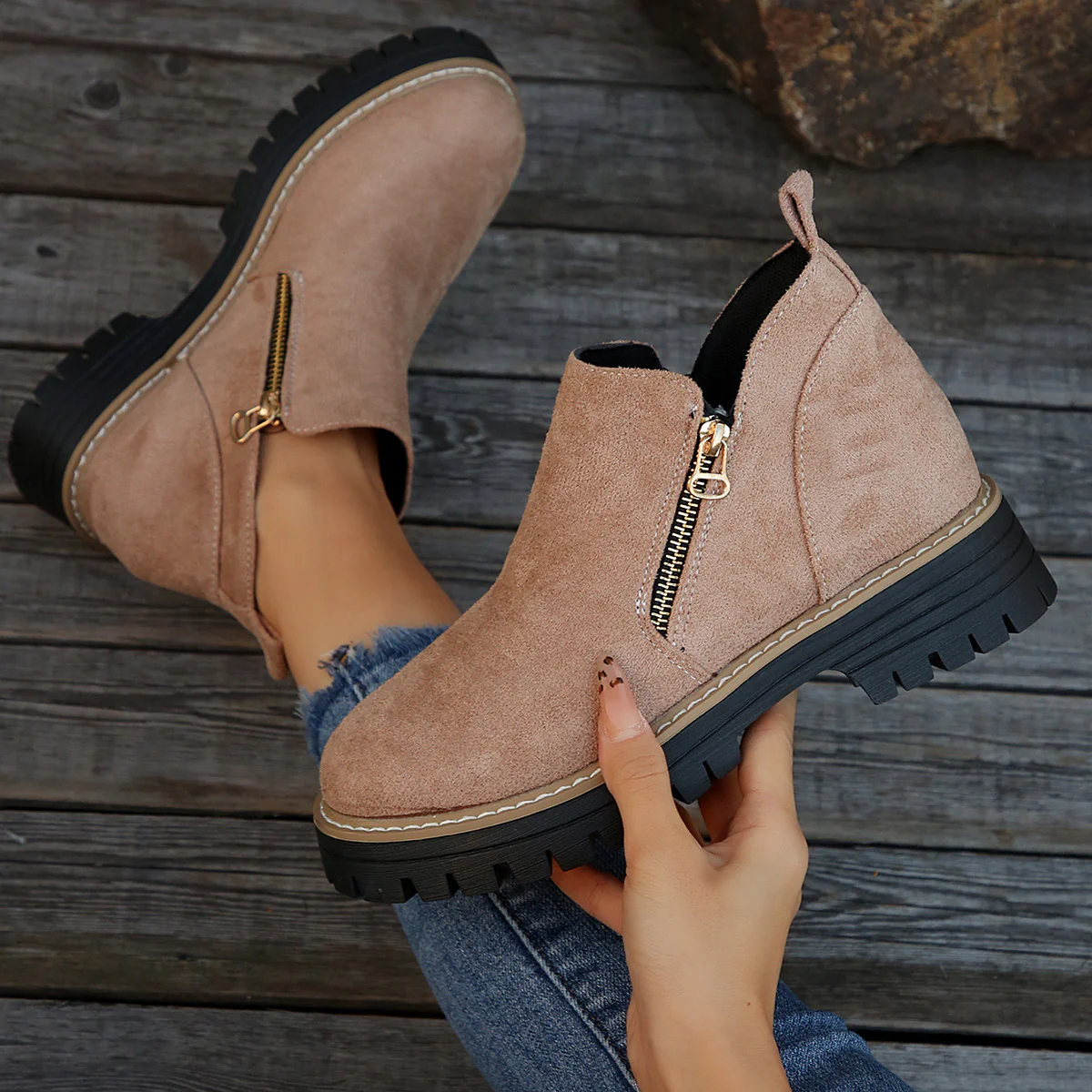 Damen Stiefeletten mit praktischem Reißverschluss und rutschfester Sohle R&B - Image 11