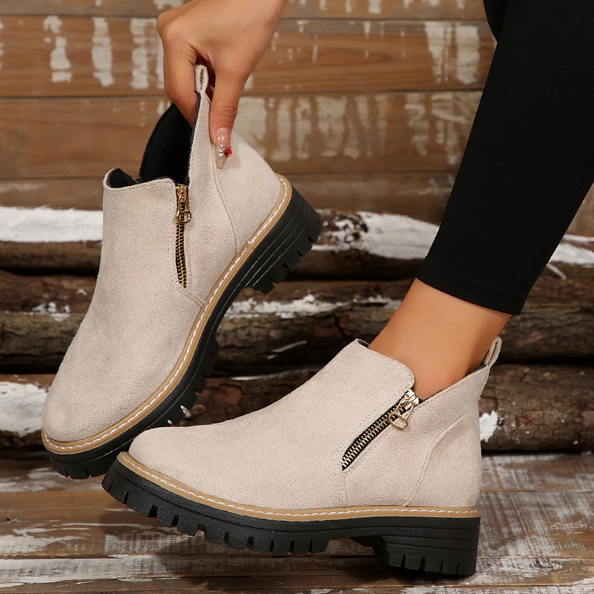 Damen Stiefeletten mit praktischem Reißverschluss und rutschfester Sohle R&B - Image 4