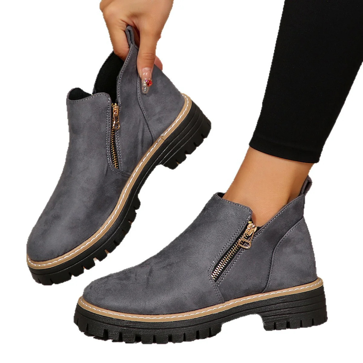 Damen Stiefeletten mit praktischem Reißverschluss und rutschfester Sohle R&B - Image 5