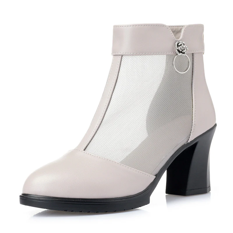 Damen Stiefeletten mit transparentem Mesh-Einsatz und elegantem Blockabsatz R&B - Image 6