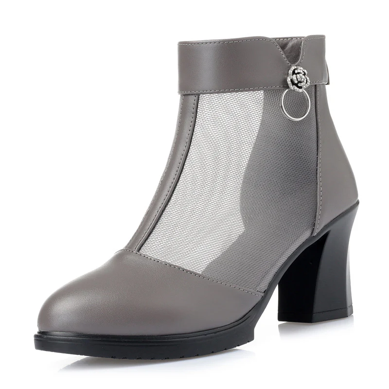 Damen Stiefeletten mit transparentem Mesh-Einsatz und elegantem Blockabsatz R&B - Image 8