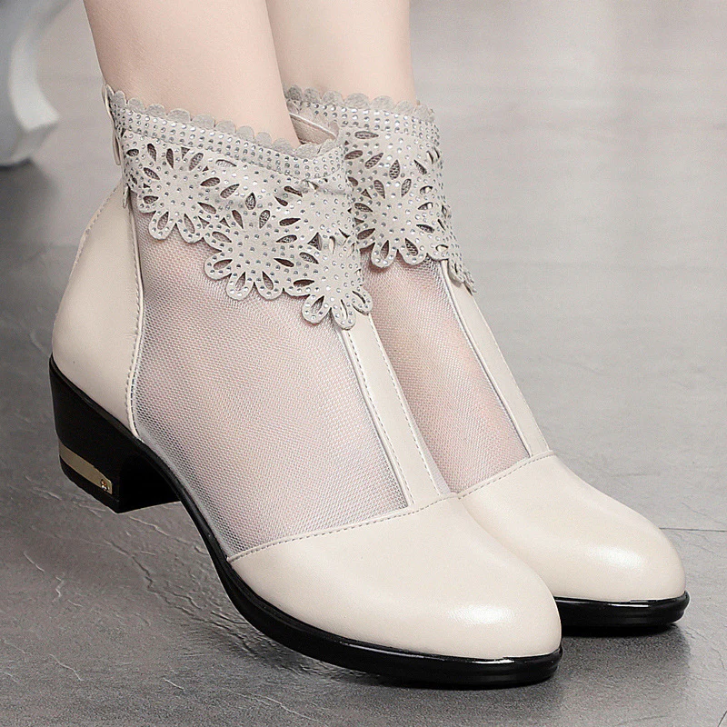 Damen Stiefeletten mit transparentem Mesh-Einsatz und funkelndem Schmuckdetail R&B - Image 2