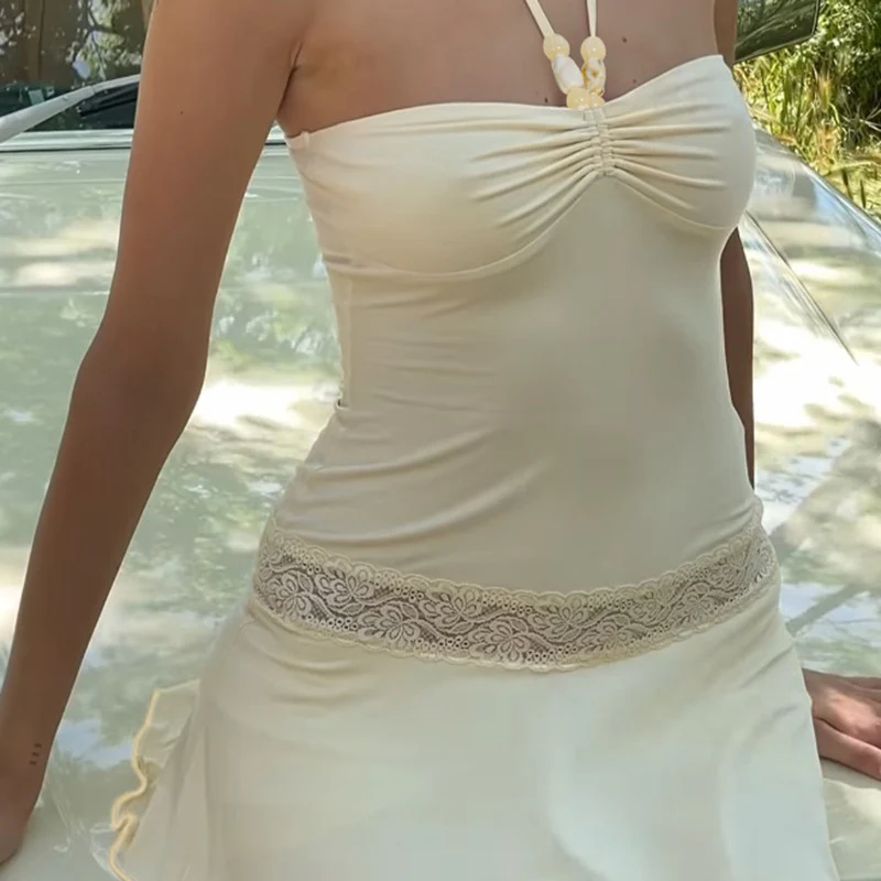 Damen stilvolles Badeoutfit mit gerafftem Oberteil und Spitzenbesatz Heidi-Mode - Image 4