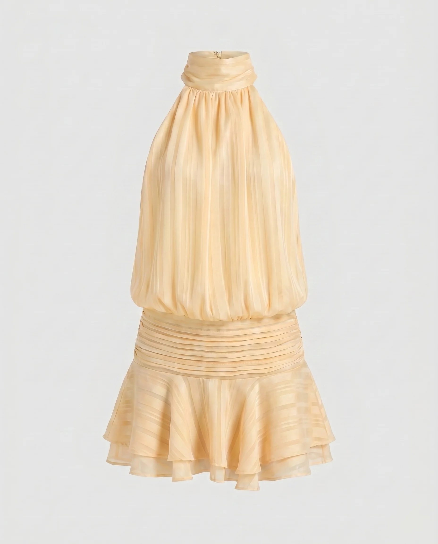 Damen stilvolles Halterkleid mit verspieltem Rüschensaum R&B - Image 6