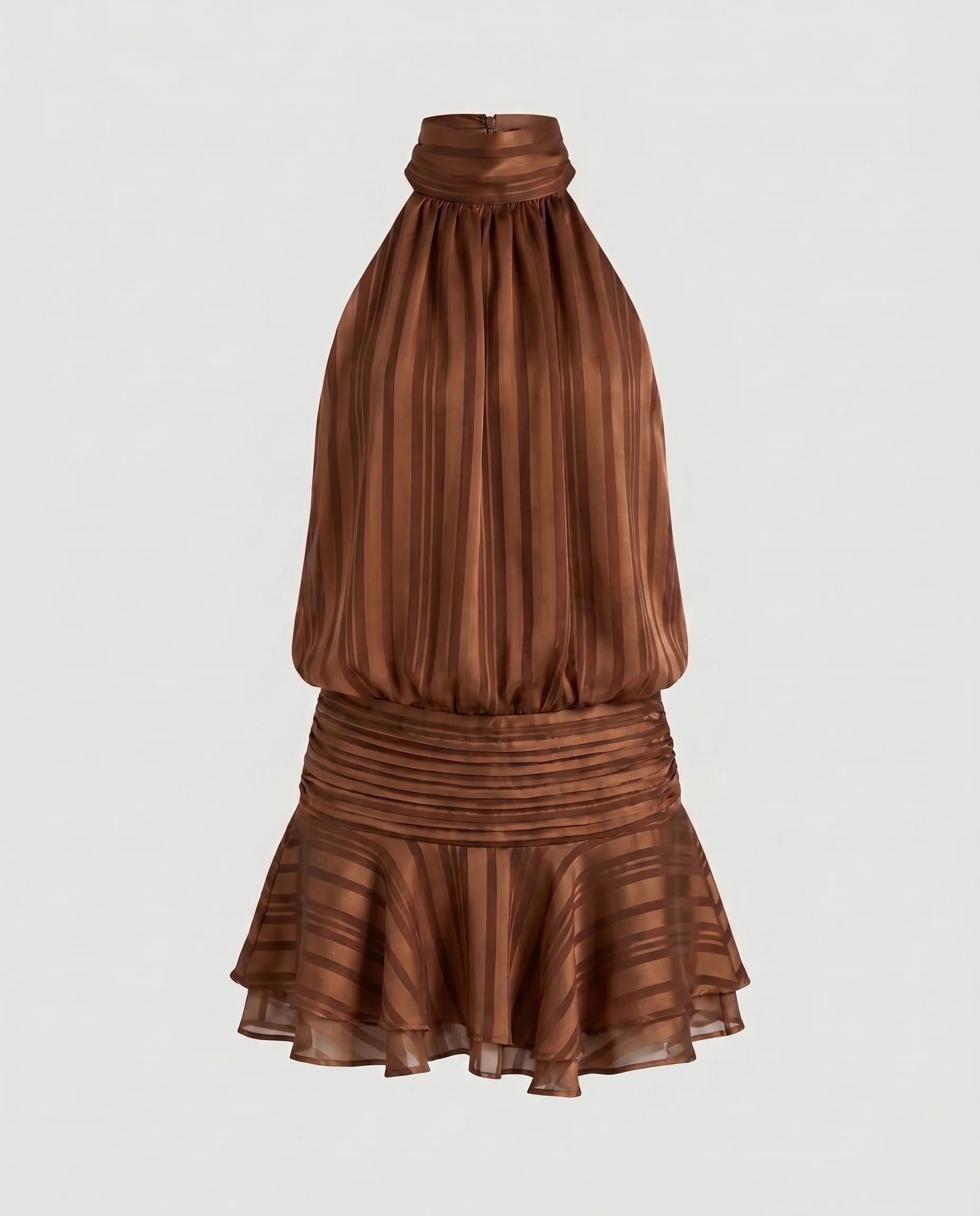 Damen stilvolles Halterkleid mit verspieltem Rüschensaum R&B - Image 9
