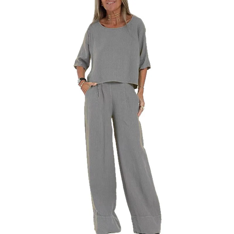 Damen stilvolles Hosenanzug-Set aus Leinen R&B - Image 5