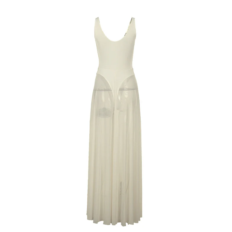 Damen Stilvolles Maxikleid mit transparentem Rock und elegantem V-Ausschnitt R&B - Image 7