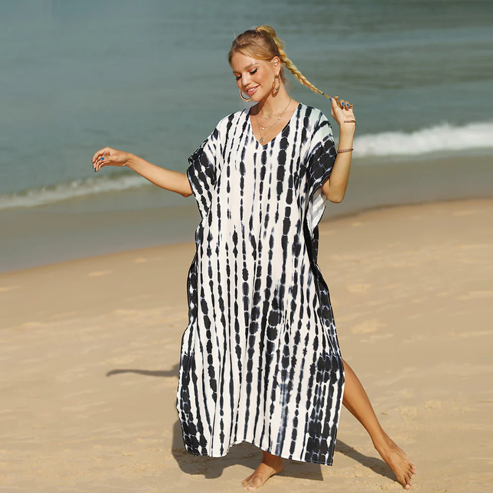 Damen Strandkleid mit modernem Batikmuster und lässigem Schnitt R&B