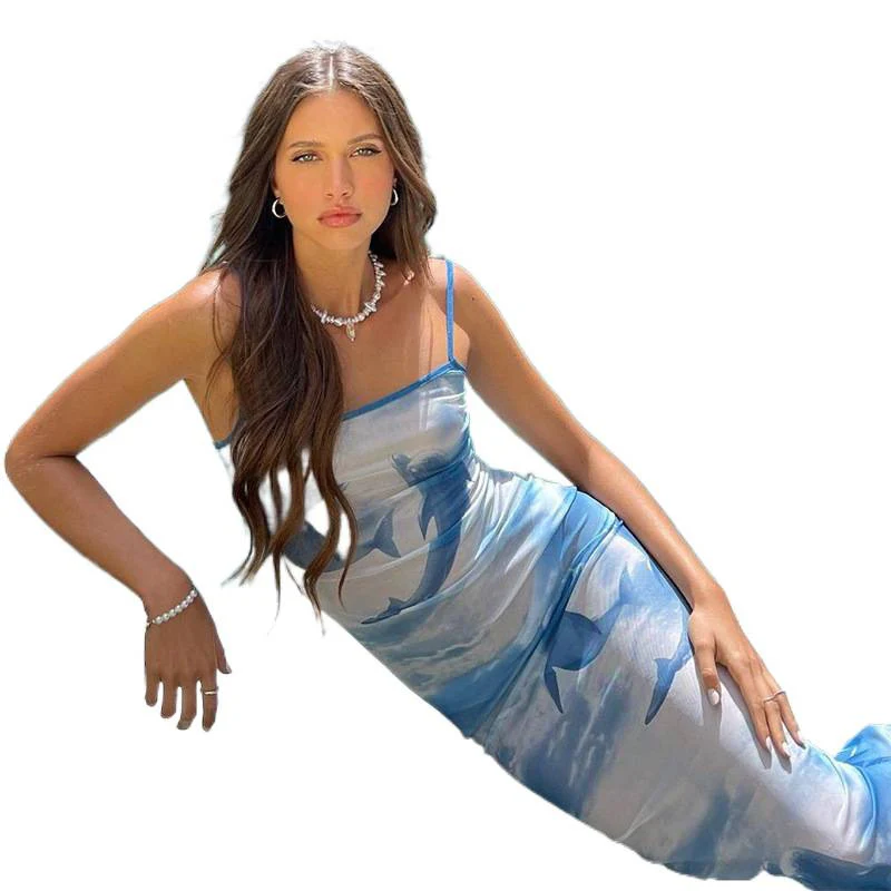 Damen Strandkleid mit verstellbaren Spaghetti-Trägern und fließendem Schnitt R&B - Image 5