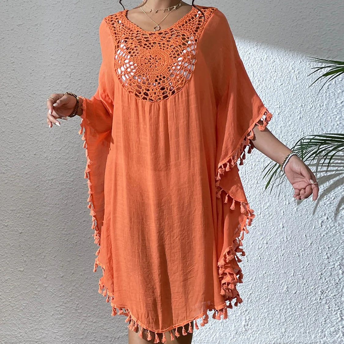 Damen Strandtunika mit elegantem Häkelmuster und fransigen Details R&B - Image 2
