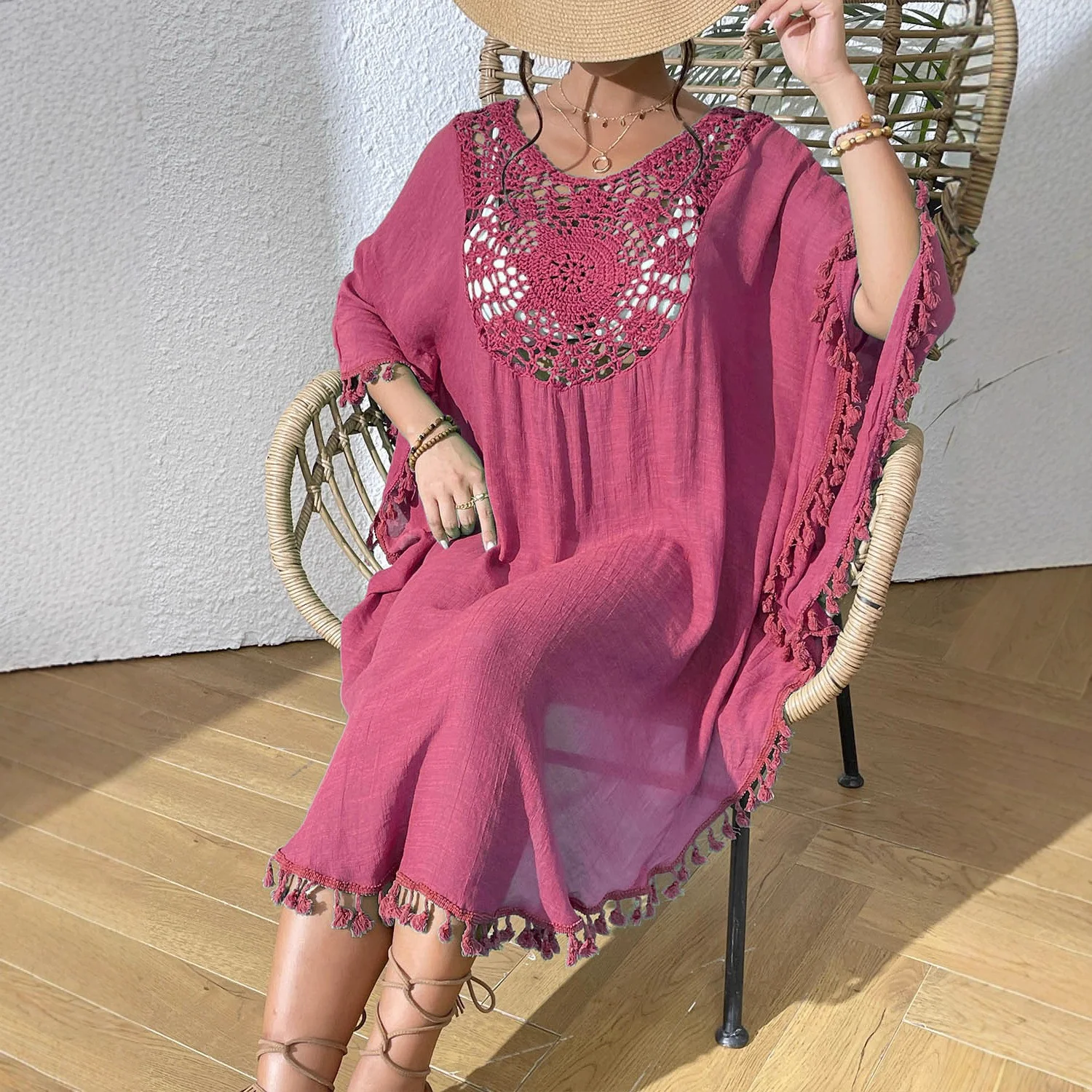 Damen Strandtunika mit elegantem Häkelmuster und fransigen Details R&B - Image 7