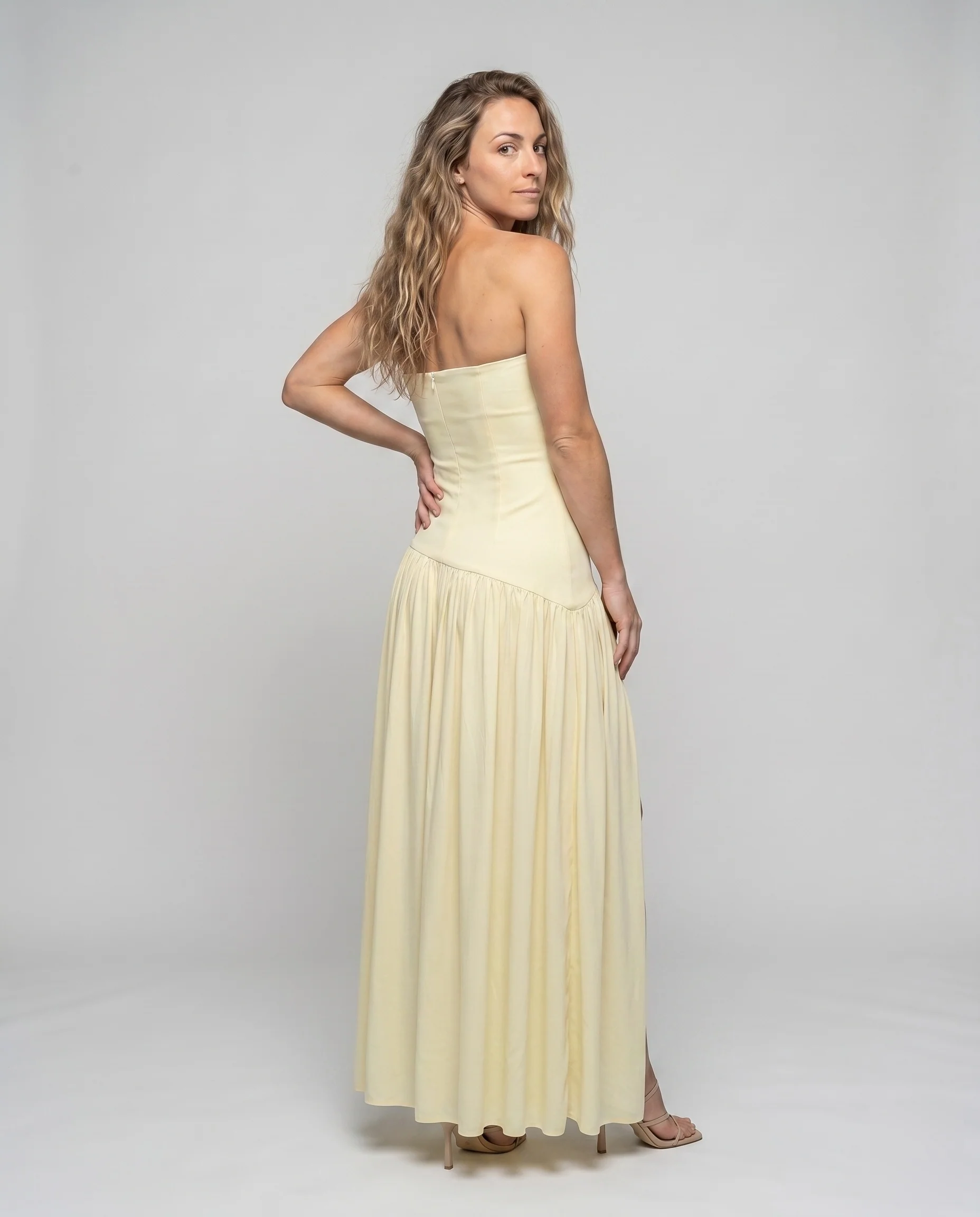Damen Strapless Maxikleid mit fließendem Rock und elegantem Design R&B - Image 3