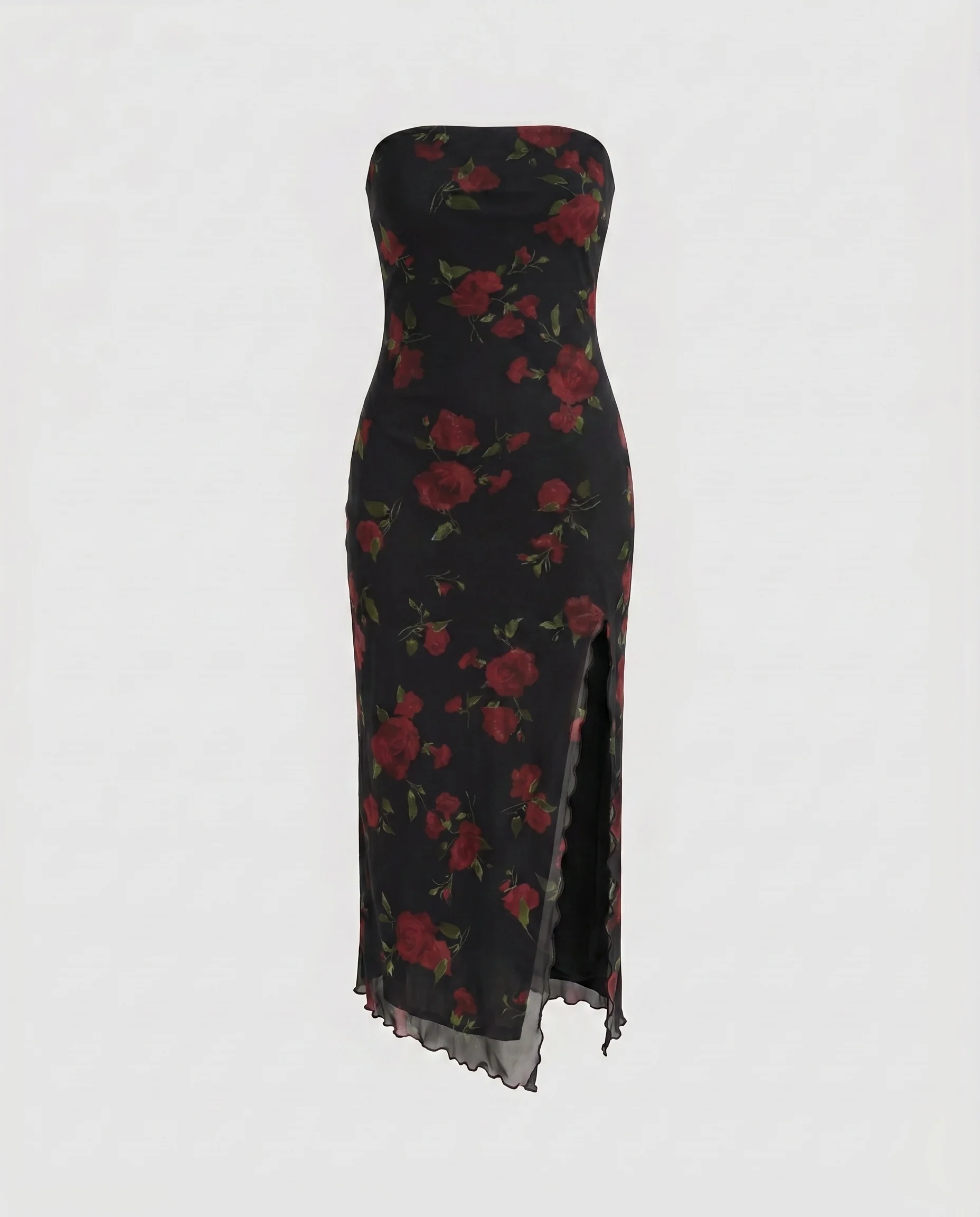 Damen Strapless Maxikleid mit floralen Akzenten und seitlichem Schlitz R&B - Image 15