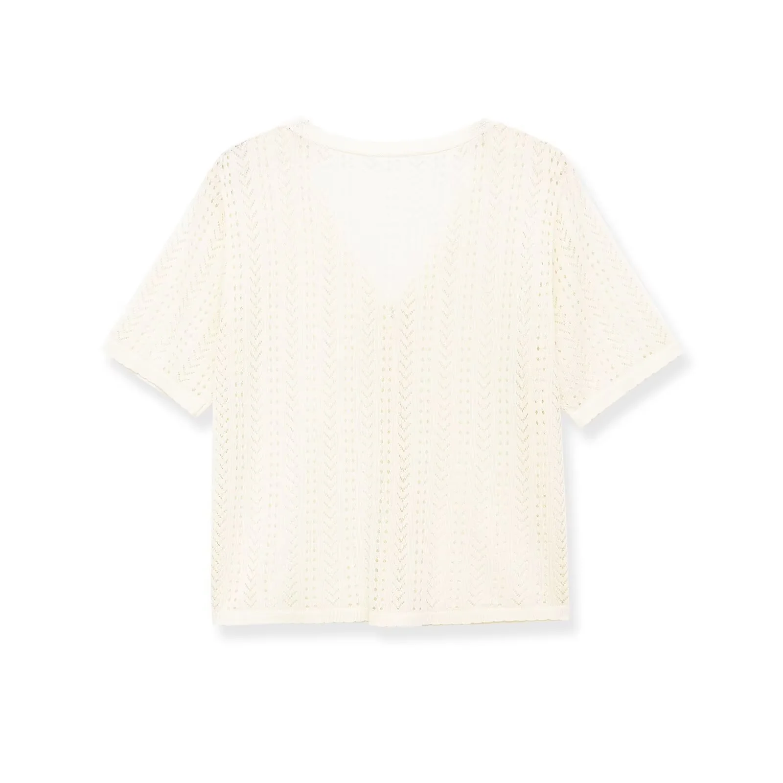 Damen Strick-Crop-Top mit V-Ausschnitt und Knopfverschluss R&B - Image 2