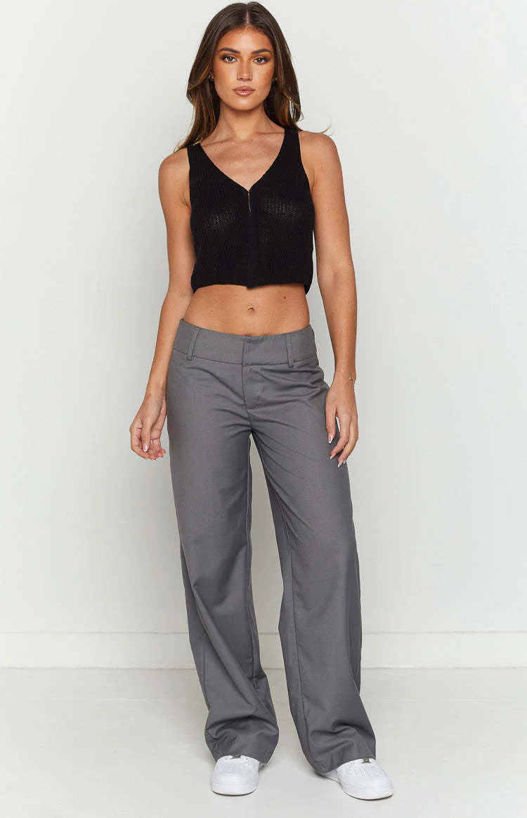 Damen gestricktes Crop-Top mit V-Ausschnitt und Reißverschluss-Detail R&B - Image 3