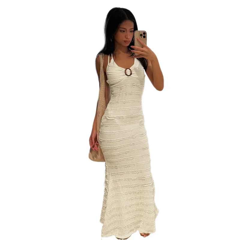 Damen Strick-Maxikleid mit verführerischem Wasserfall-Ausschnitt und feinen Rippendetails R&B - Image 5
