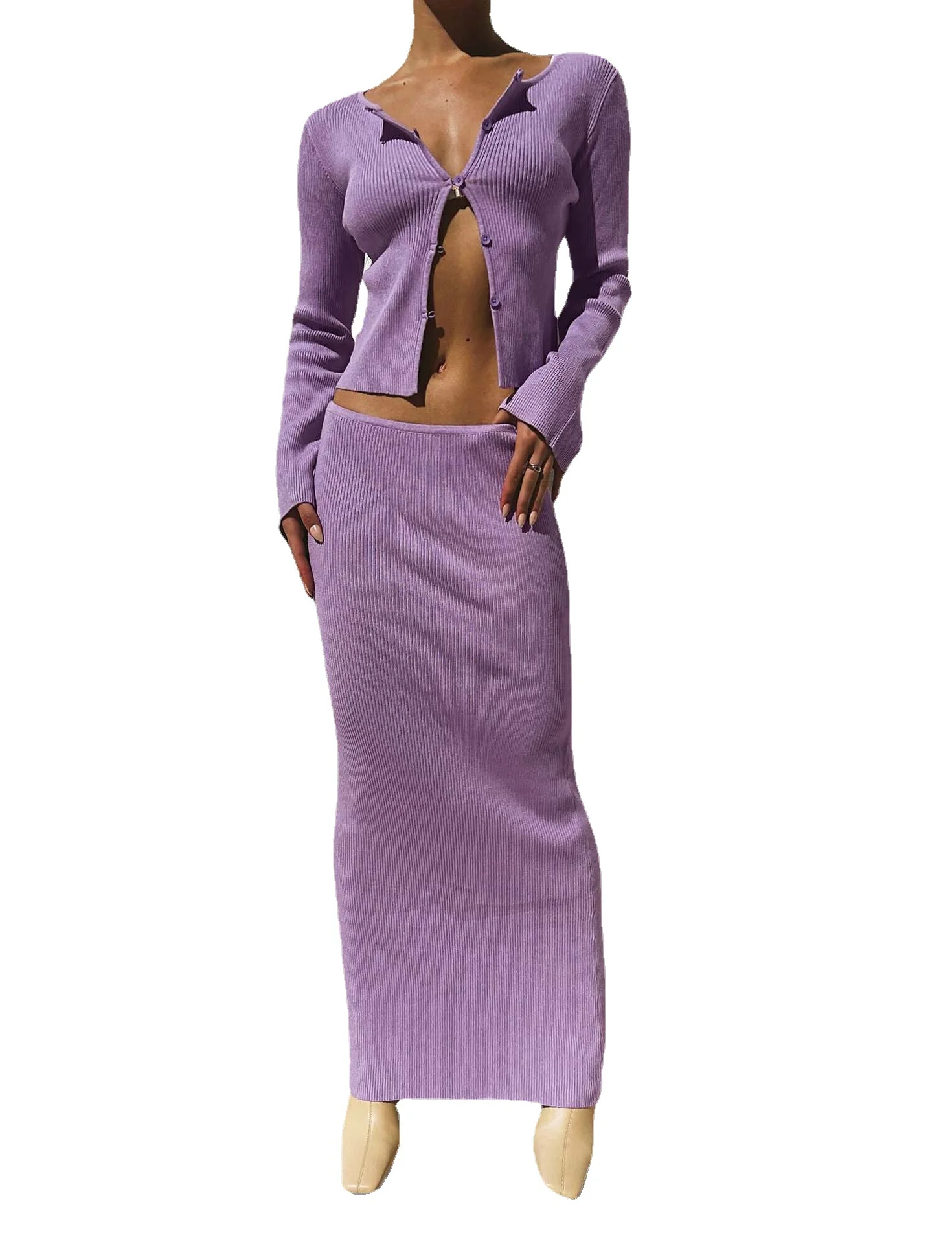 Damen Strickanzug mit modischen Knopfdetails R&B - Image 5
