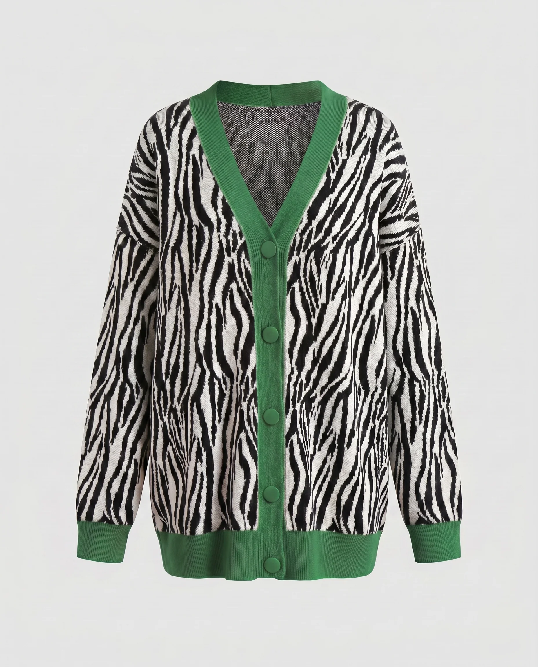 Damen Strickcardigan mit animalischem Muster und leuchtendem Kontrast von - Image 8