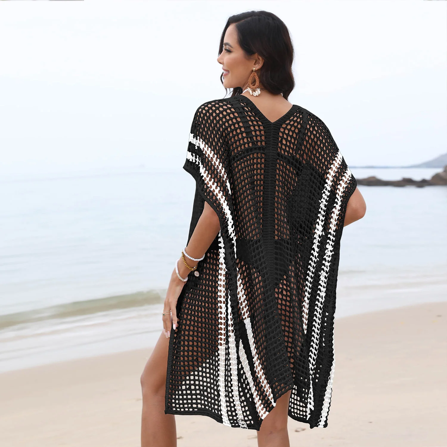 Damen Strickkimono aus luftigem Netzmaterial R&B - Image 5